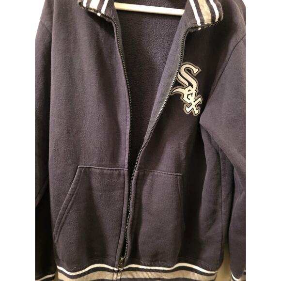 Vtg Majestic Mens Chicago White Sox Baseball Sweatshirt Jacket Full Zip Black M - Picture 6 of 10